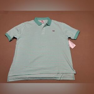 Retro Fox Striped Polo Shirt - Green